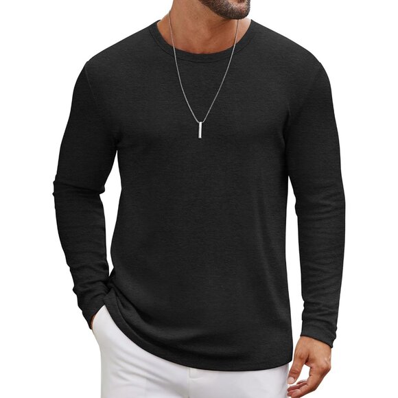 Other - Men's Long Sleeve Tee Shirts Crew Neck T Shirt Solid Casual Basic Tees Soft Stre